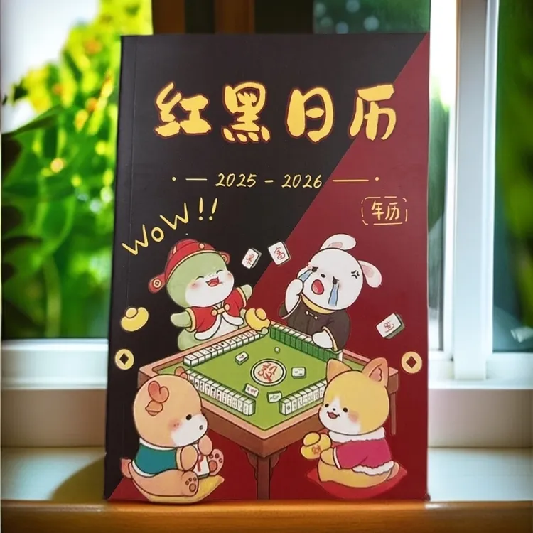 麻将专用红黑日历2025-2026十二生肖麻将策略实用日历