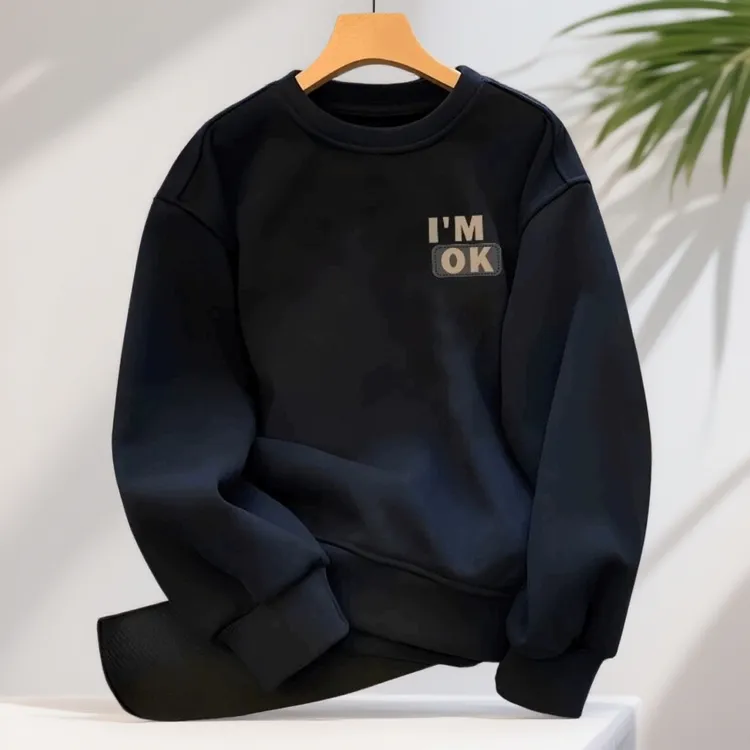 仓石一树潮牌创意英文美式圆领卫衣男秋冬季2025新款纯棉长袖T恤