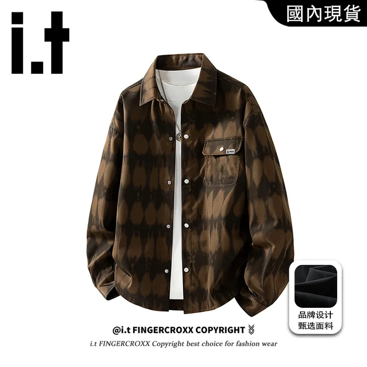 i.t FINGERCROXX男士衬衫2025秋季宽松休闲时尚潮流痞帅百搭上衣