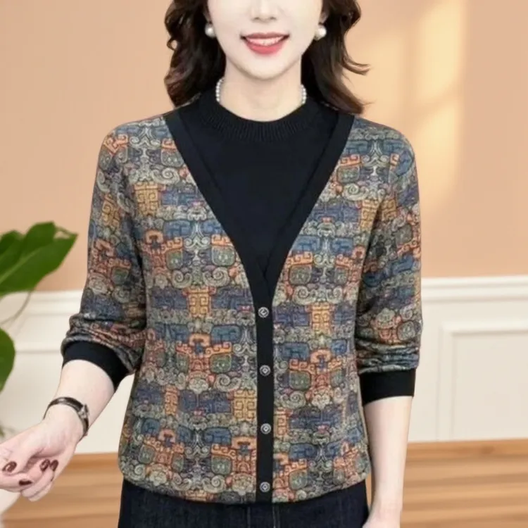 大码妈妈装百搭打底衫洋气显瘦休闲气质宽松T恤女时尚女士上衣