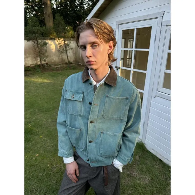 【昭昭专属】【EME】秋季美式复古水洗夹克炒盐做旧短宽Boxy版型Cleanfit