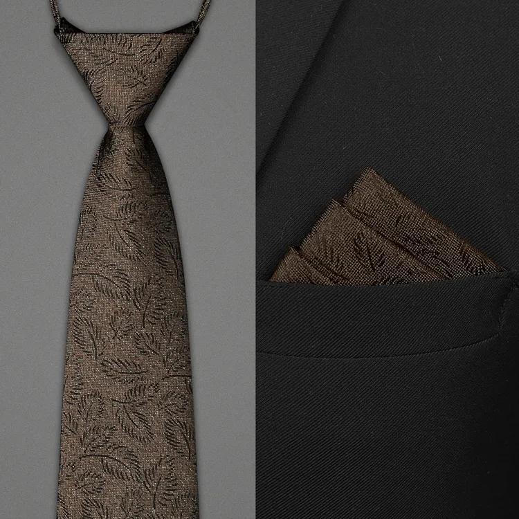 男士领带复古咖色手打英伦8cm拉链式商务结婚新郎免打结懒人高档