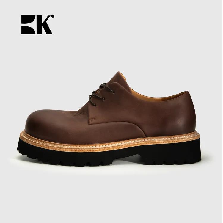伯帝酷奇马丁靴男低帮2024秋季新款复古男鞋休闲大头德比鞋工装鞋