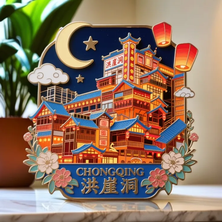 重庆李子坝站金属浮雕冰箱贴洪崖洞正版城市旅游中国城市冰箱贴