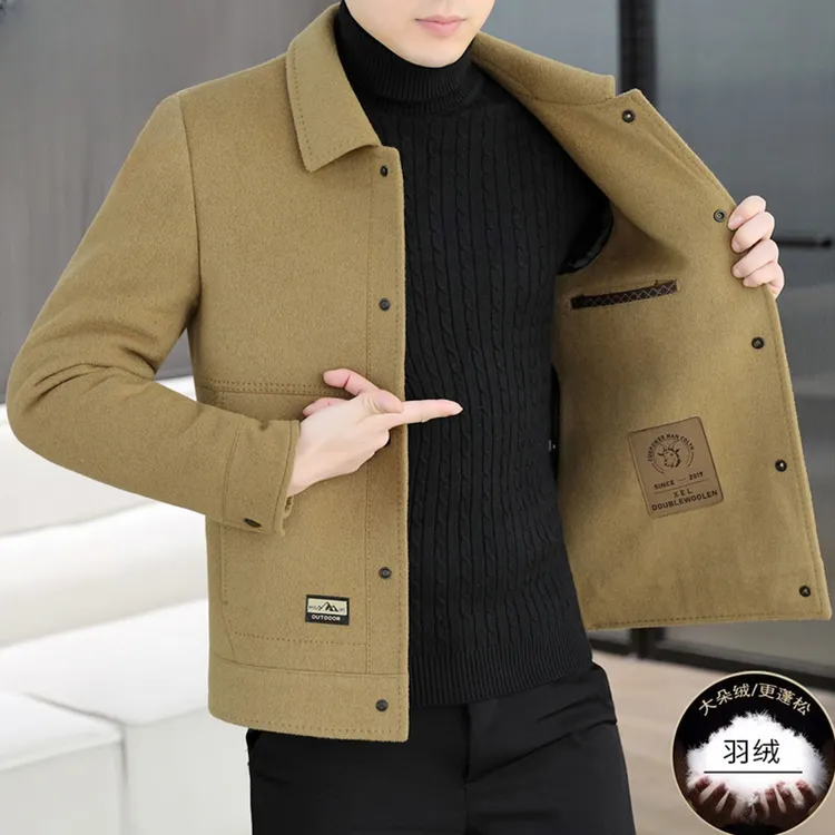 贾鲁萨加高端时尚春秋新款双面呢大衣男士潮牌休闲短款羊毛呢大衣