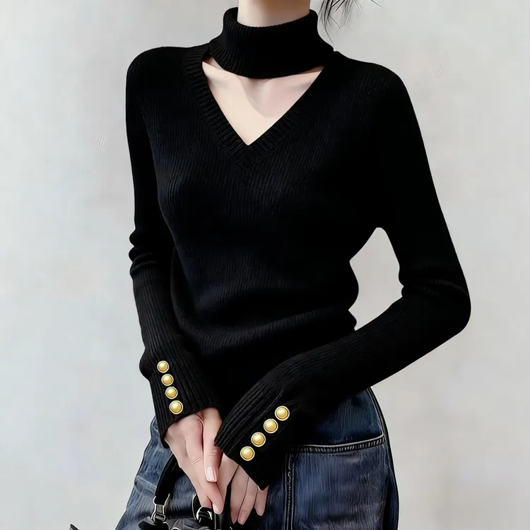 2025秋冬新款软糯套头毛衣女镂空慵懒高级感减龄显瘦打底针织衫女