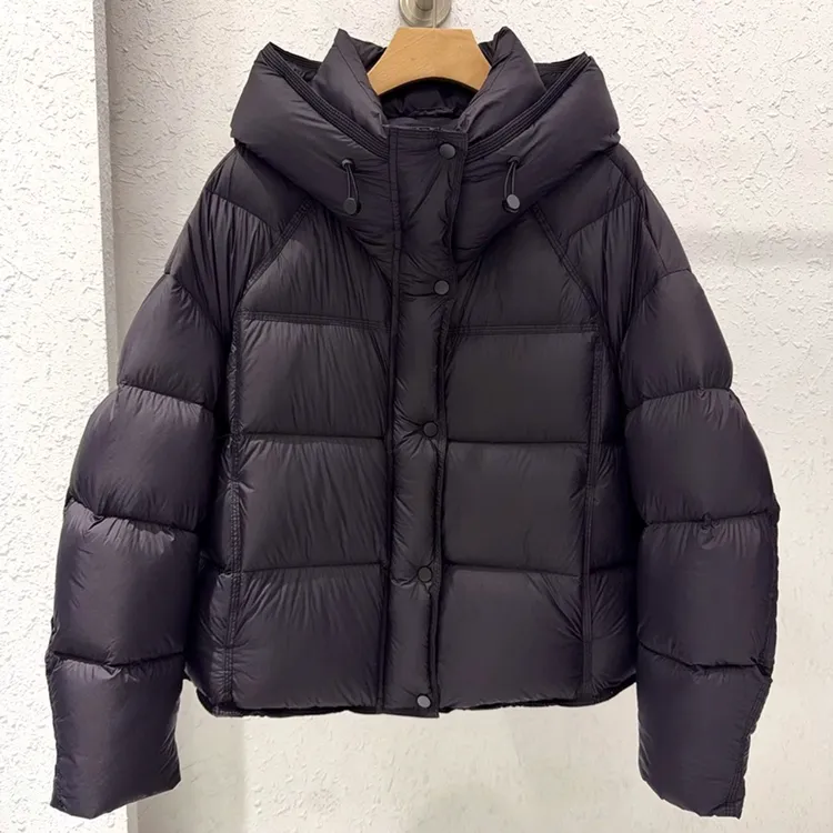 2025冬季短款新款龟背泡芙可拆卸连帽棉衣棉服女加厚外套A256