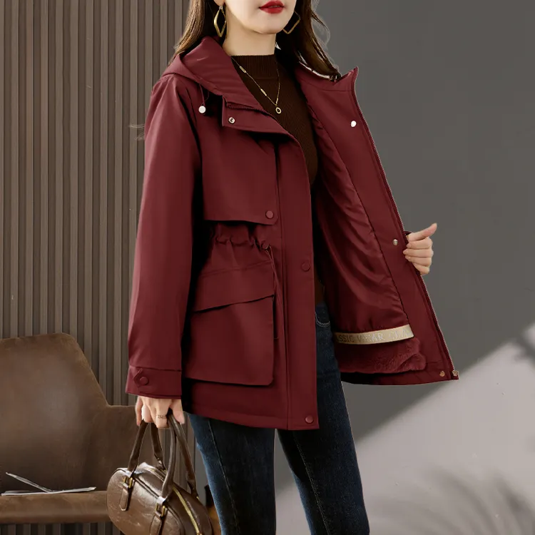 休闲加绒派克服外套女秋冬季2025新款大码中长款保暖加厚棉衣棉服