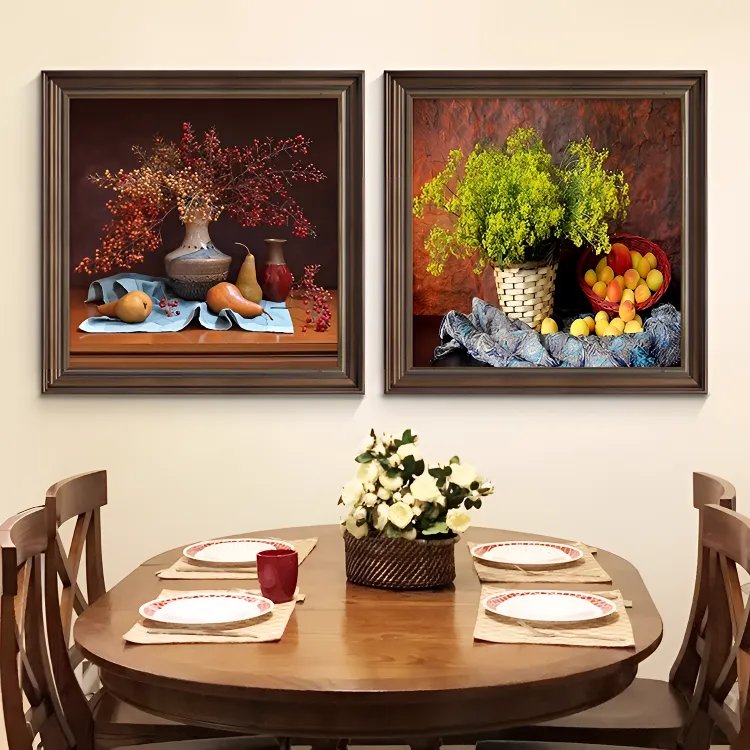 美式餐厅装饰画欧式厨房壁画水果油画客厅沙发背景墙挂画玄关走廊