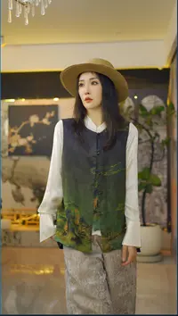 （画屏）国风短袖老钱风复古提花上衣早秋新中式马甲