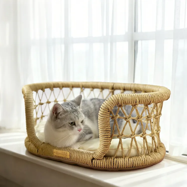 宫喵喵藤编宠物窝猫窝狗窝手工编织宠物用品四季通用夏季冬季软垫