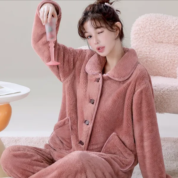 加厚款冬加绒睡衣女冬季可爱甜美卡通珊瑚绒加厚家居服保暖