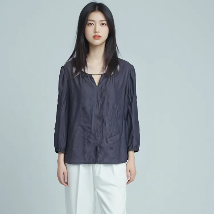 JW-【水缫丝暗夜紫】水缫丝2025柞蚕丝女士宽松连衣裙裙百搭夏季