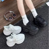 增高10CM 新款系带单色百搭老爹鞋厚底内增高女鞋9408-2