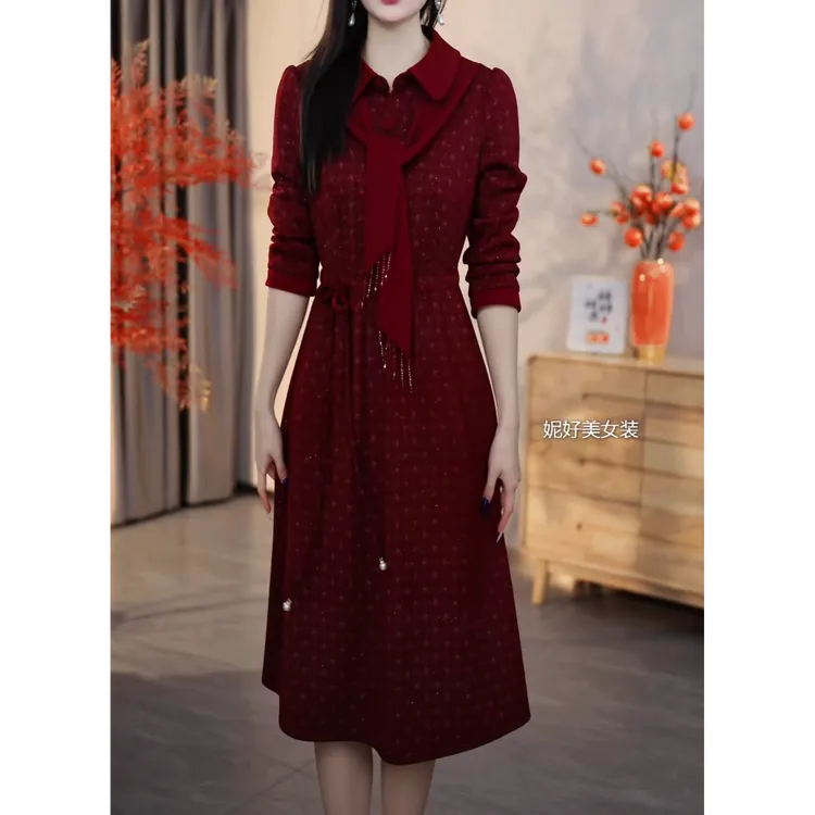 妮好美秋季气质修身收腰显瘦新款2025新品连衣裙时尚新品