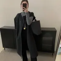 韩版时尚休闲外搭开衫羊毛外套显瘦收腰长款马甲大衣21212