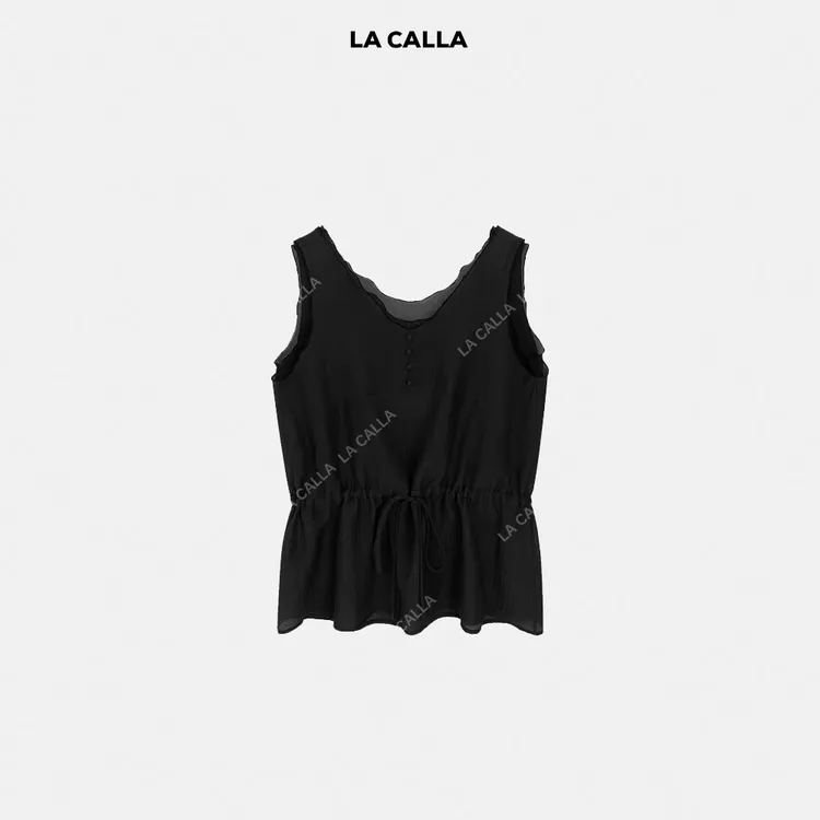LA CALLA法式双纱气质抽绳背心TZ-M-5441