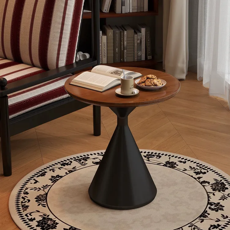 复古小圆桌客厅沙发边几轻奢阳台休闲茶几铁艺角几床头置物架边桌