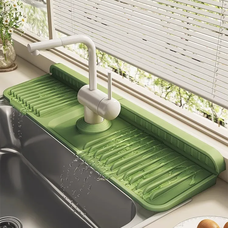 优勤水龙头沥水垫硅胶防溅斜坡厨房台面水槽池挡接水洗手台吸水垫