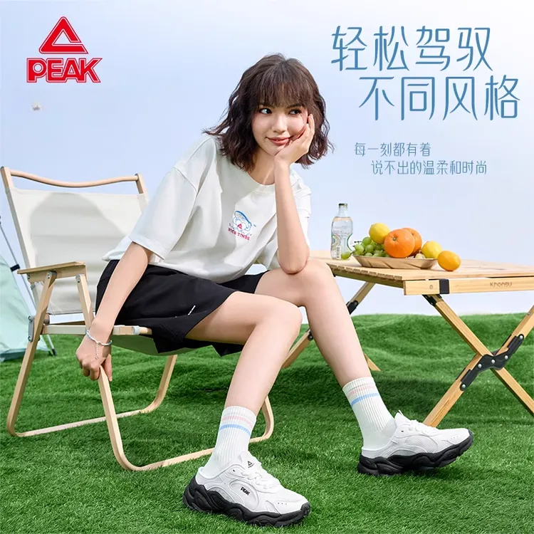 匹克时尚百搭潮流休闲鞋通勤一脚蹬舒适透气女款运动鞋-DE420032