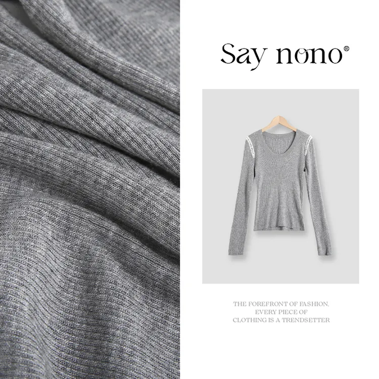 懒猫nono│Saynono 小设计 蚕丝羊绒镂空软糯修身针织衫/XXJG2566