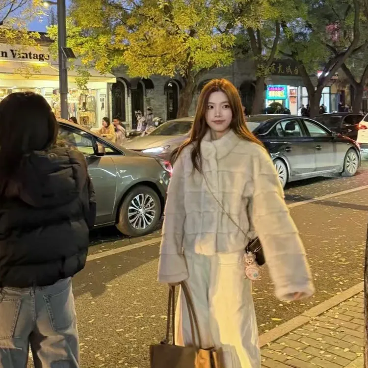 人造皮草 上东区老钱！高级立领复古腔调主角环保草草毛毛外套