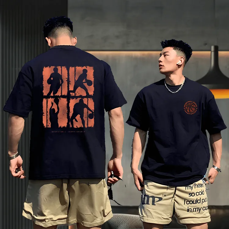 特大码300斤美式痞帅纯棉男款t恤短袖青少年夏季潮牌圆领上衣印花