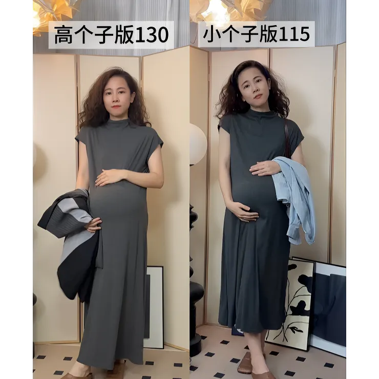 孕妇装夏款穿到200斤懒人遮肉宽松莫代尔中长款打底孕妇连衣裙