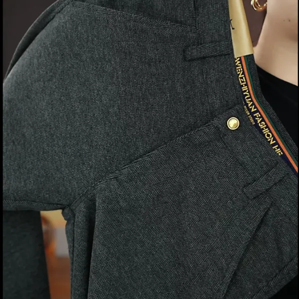 3066醋酸羊毛秋冬厚款男士休闲裤商务中年高腰男裤直筒条纹裤男