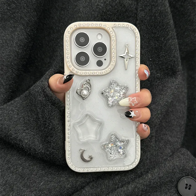 立体闪粉星星适用iphone16promax苹果15手机壳14奢华14pro女13/16