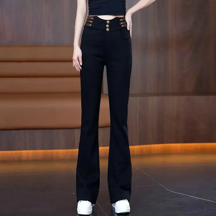微喇裤女2025早秋新款高腰显瘦时尚百搭休闲修身马蹄裤