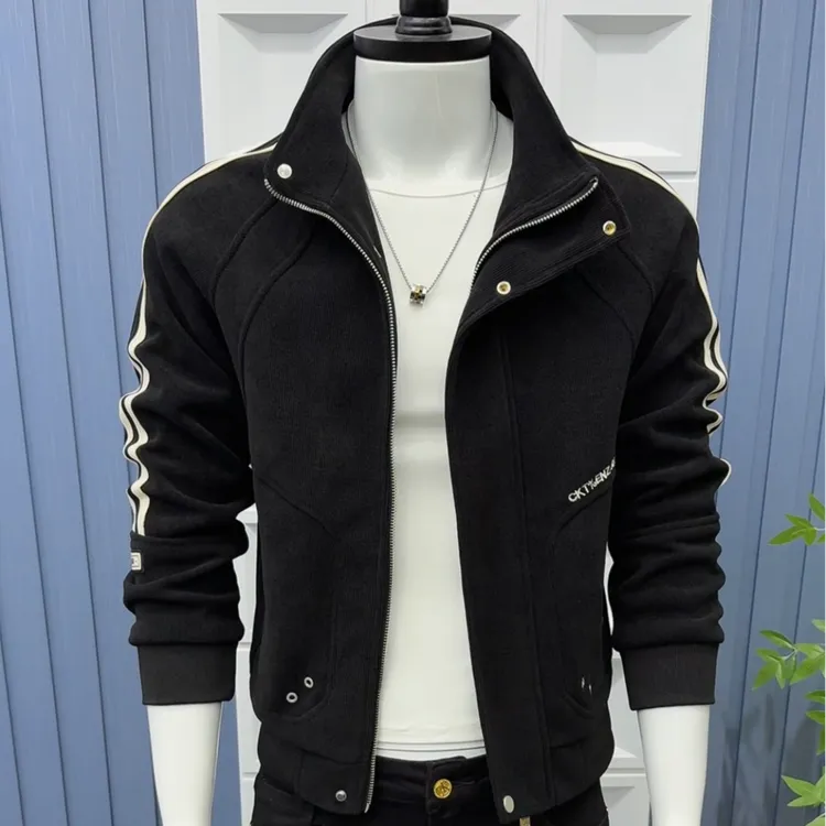 秋冬休闲百搭气质立领加厚夹克韩版修身时尚保暖男外套2160