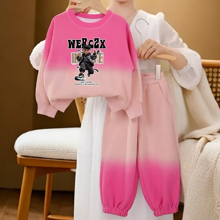 儿童衣服休闲运动潮款中大女童秋装套装长袖秋季女童韩版套装