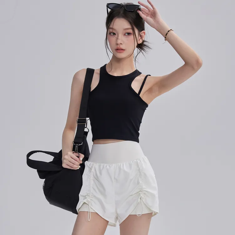 运动短裤女夏季薄款假两件透气健身瑜伽裤含内衬防走光显瘦跑步裤