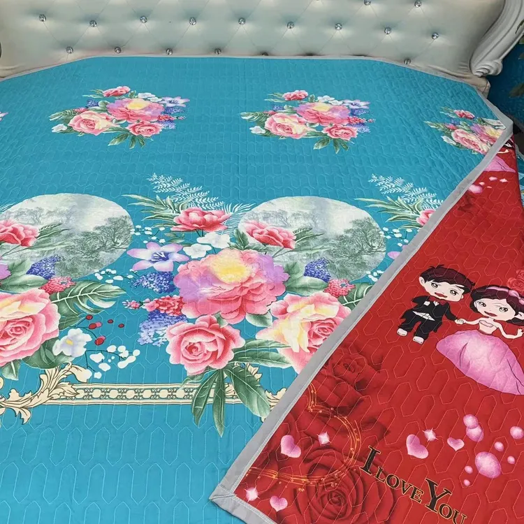 【甜蜜蜜床盖】双面加厚夹棉绗缝结婚大床炕盖防滑多功能