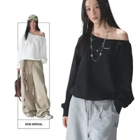 ACMEAURA 2025 秋季新款莱赛尔韩系慵懒风斜肩卫衣