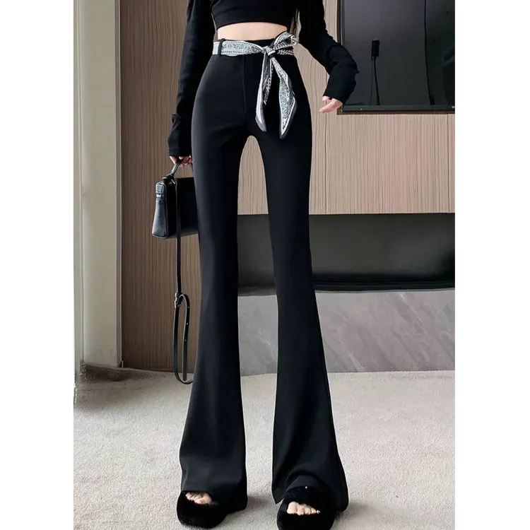 1313（送丝巾）微喇裤女2025秋季韩版西装休闲裤高腰显瘦弹力喇叭裤