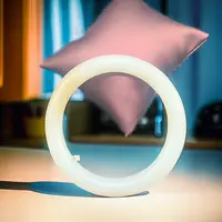 和田玉藕粉烟紫园条手镯63口径女款女士时尚白色百搭白手镯美人镯