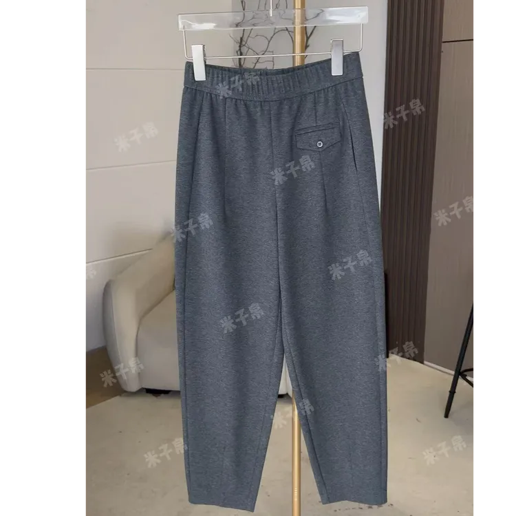 L澳棉哈伦裤女士小脚裤萝卜裤2025秋季新款斜纹松紧腰针织显瘦