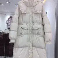 9231连帽拉链长款加厚过膝羽绒服百搭纯色