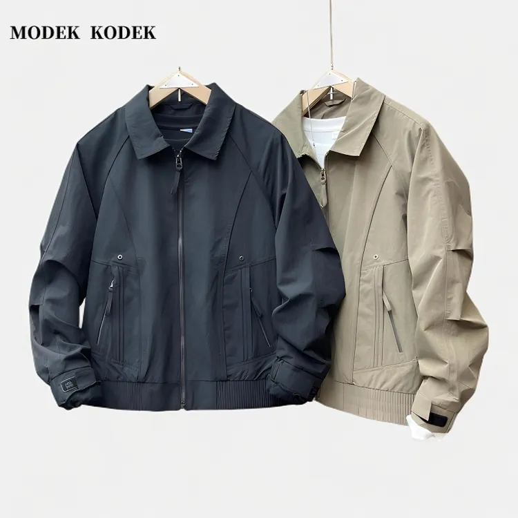 MODEK KODEK高品质潮牌老钱风纯色百搭外套春秋新款男士翻领夹克