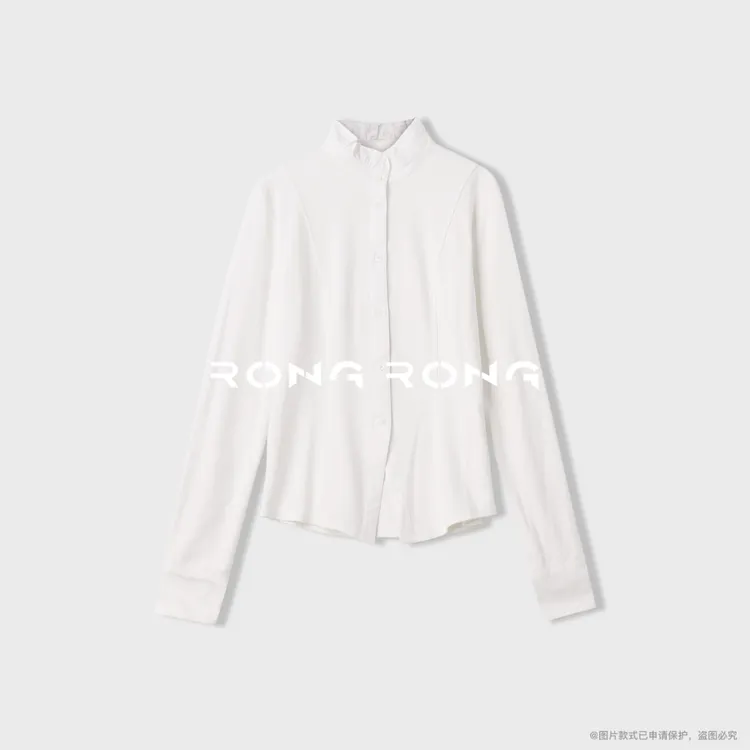 溶溶【梦屿清晨】RONGRONG 木耳边拼接分割法式复古风衬衫25C8596