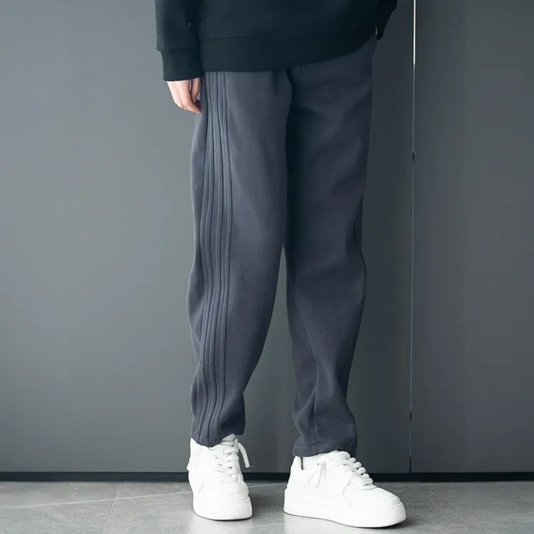 PinkAvril重磅卫裤男士秋冬季宽松直筒加绒加厚长裤子休闲运动裤