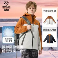 诺诗兰童装鹅绒软壳服升级款羽绒冬季上新三防保暖防油透气防泼水