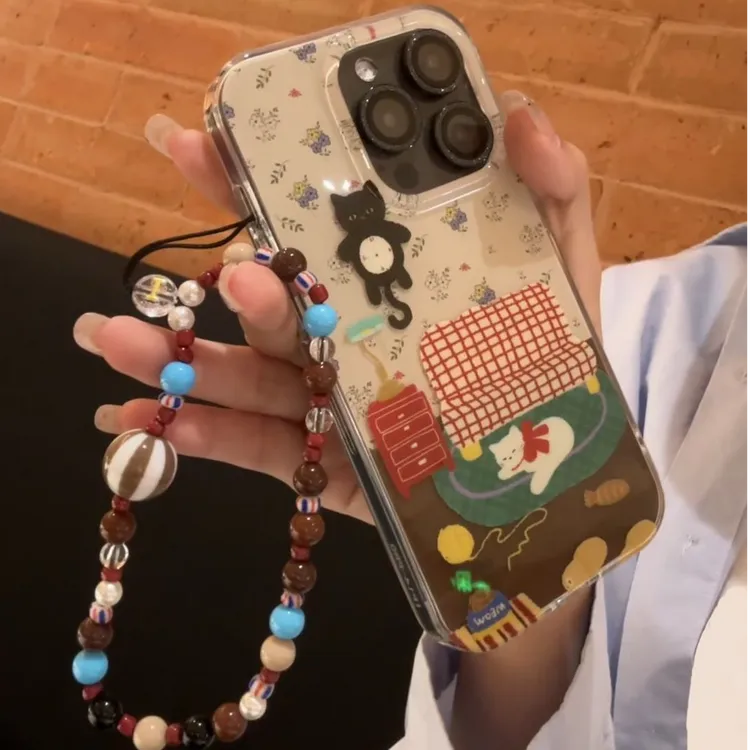 双层IMD挂壁猫咪时钟适用iPhone16手机壳苹果14/15/13PM/11PROXR/