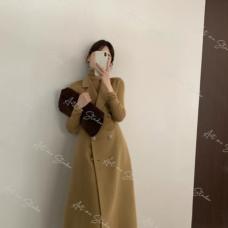 【ART ME】100绵羊毛优雅知性西装领无袖毛呢马甲裙w24650