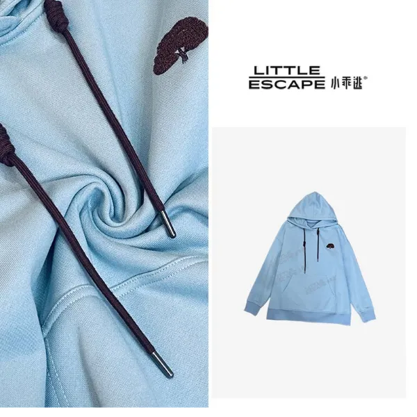 小乖逃休闲时尚蓝色卫衣20上衣蓝色连帽保暖百搭香菇图案M8162
