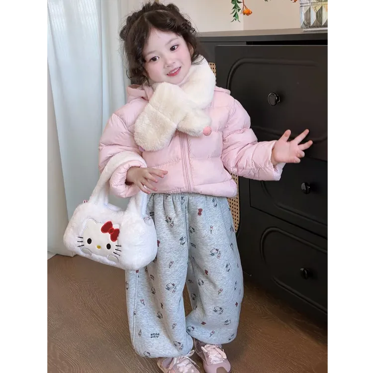 韩版童装儿童kt加绒加厚卫裤中小童百搭舒适新款印花裤潮