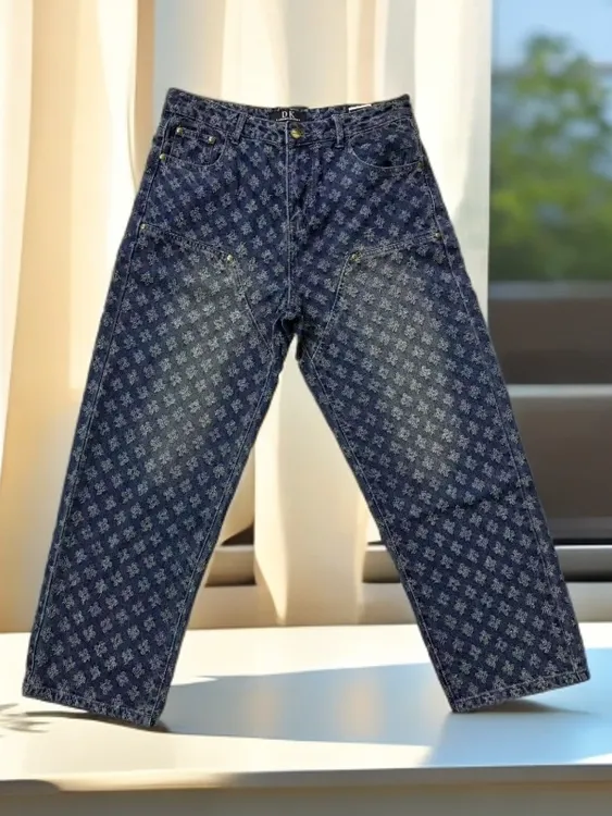 重工炸街宽松直筒复古牛仔裤