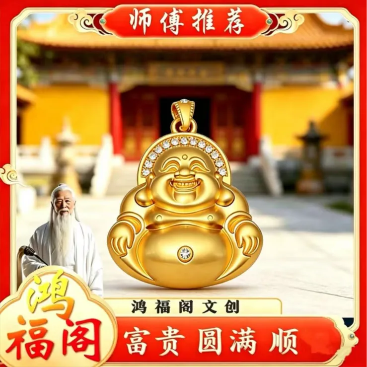 合金吊坠 S--【师傅推荐】笑口常开弥勒佛项链大肚佛挂坠商品图